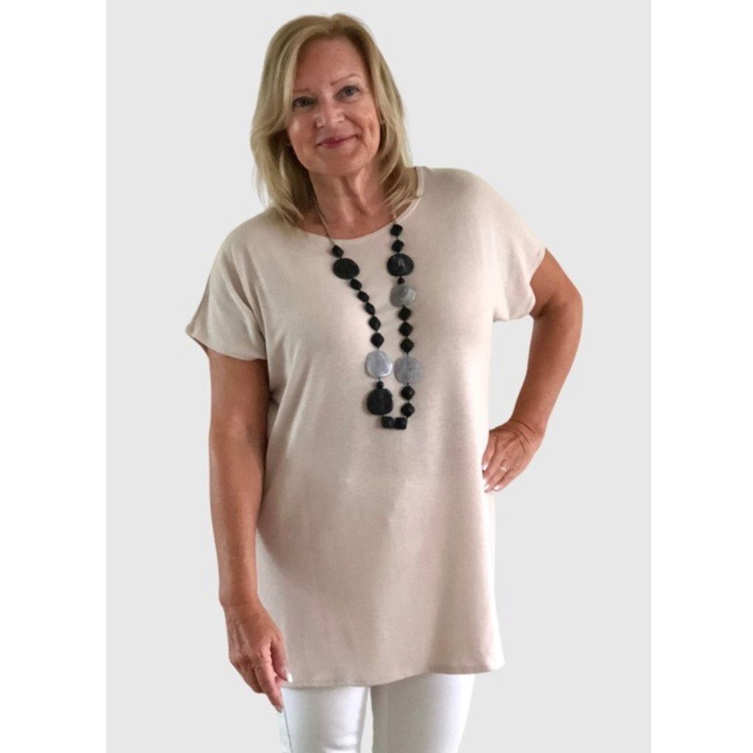 Saloos Beige Knitted Tunic Top